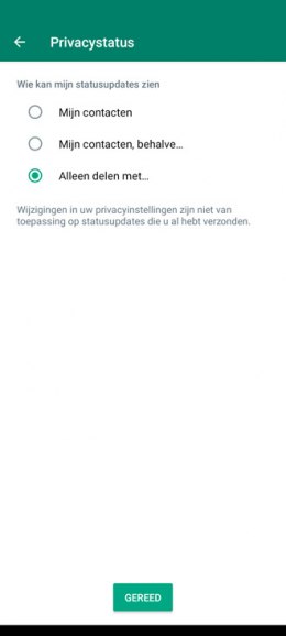 WhatsApp privacystatus delen