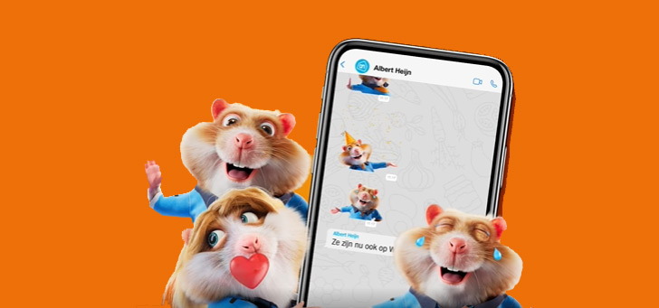 Wegenbouwproces marge Ophef Albert Heijn laat je vanaf nu Hamsterstickers sturen via WhatsApp: zo werkt  het