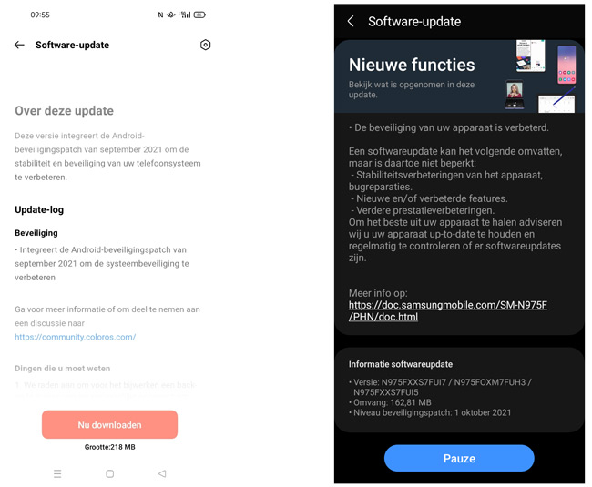 Oppo Find X3 Lite - Galaxy Note 10 update