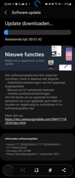 Samsung Galaxy Z Flip 3 beveiligingsupdate september 2021