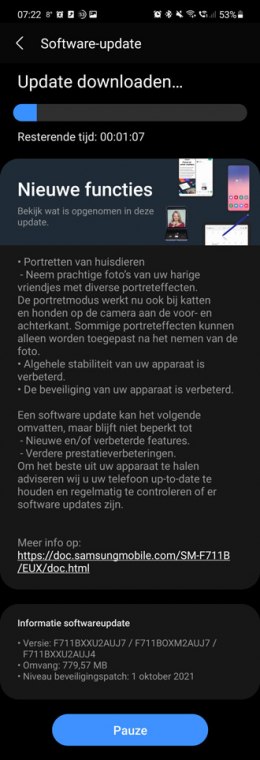 Samsung Galaxy Z Flip 3 oktober update