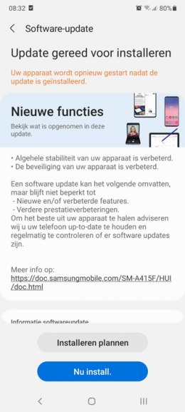 Samsung Galaxy A41 beveiligingsupdate november 2021