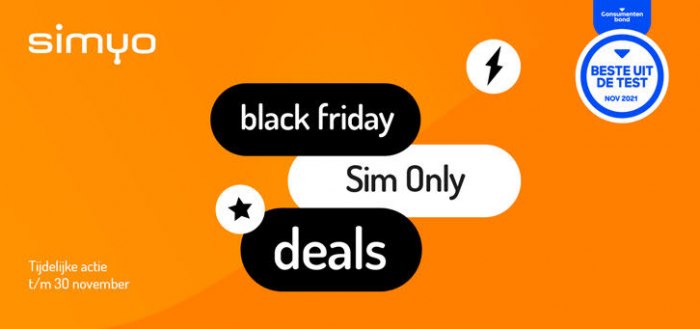 Simyo Black Friday aanbieding: de hele maand volop voordeel (adv)
