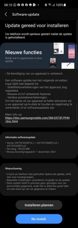 Galaxy s10 december update