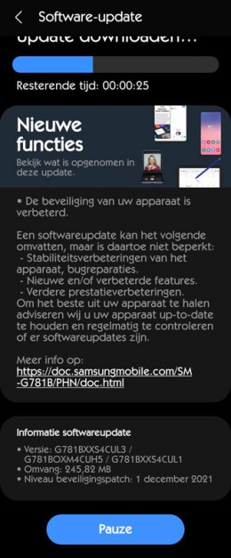 Samsung Galaxy S20 FE december update
