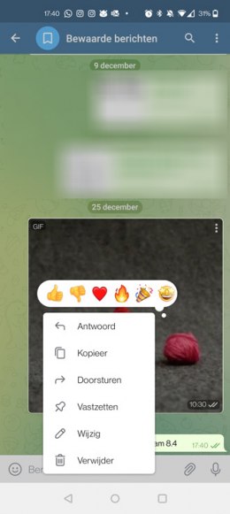 Telegram 8.4 reacties like