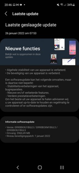 Galaxy S21 FE januari 2022 update