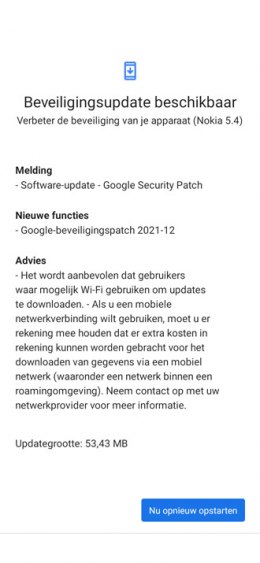 Nokia 5.4 beveiligingsupdate december 2021