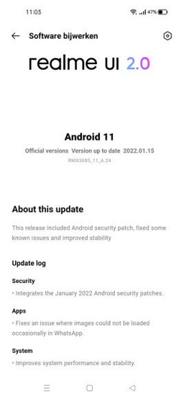 Realme 8 Januari update