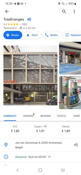 Google Maps tankstation
