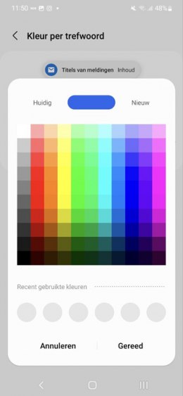 Galaxy S22 notificaties kleur trefwoord