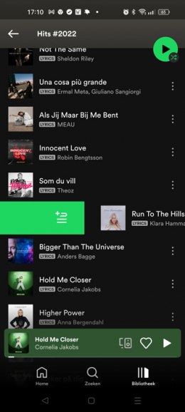 Spotify swipe wachtrij