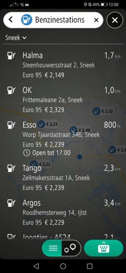 TomTom navigatie tankstation