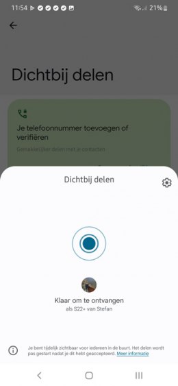 Android Dichtbij Delen ontvangen