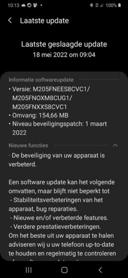 Samsung Galaxy M20 beveiligingsupdate maart 2022