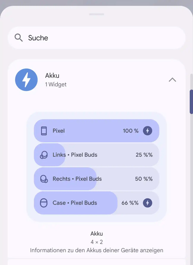 Google Pixel battery widget
