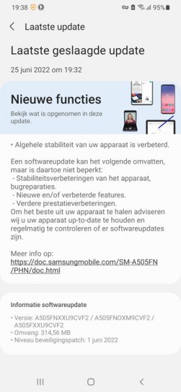 Samsung galaxy A50: juni update