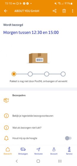 PostNL app pakket