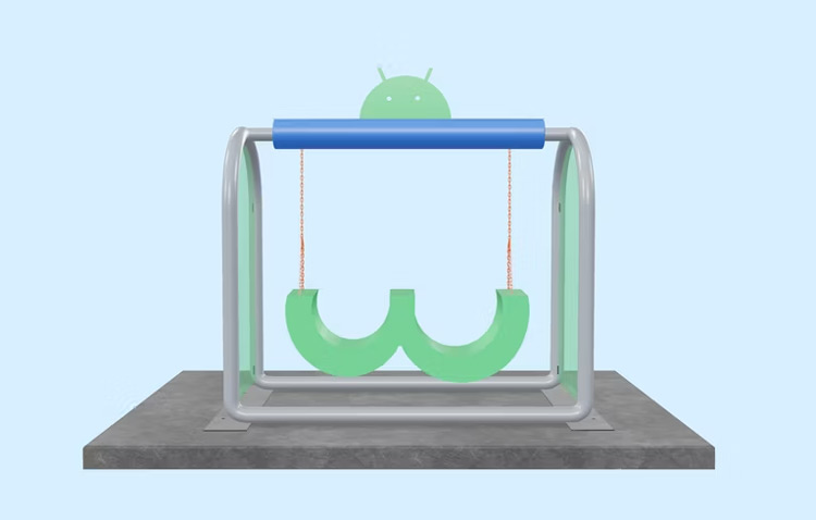 Android 13 mascotte standbeeld