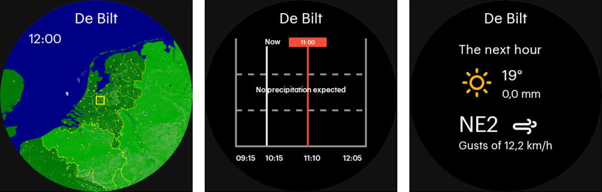 Rainfall radar smartwatch app