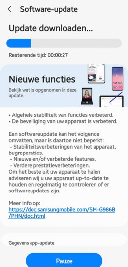 Samsung Galaxy S20 beveiligingsupdate augustus 2022