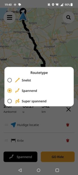 TomTom Go Ride route