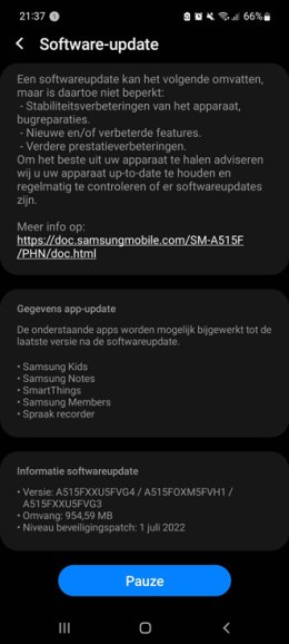 Samsung galaxy A51 juli update