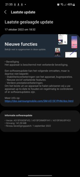 Galaxy A51 beveiligingsupdate september 2022