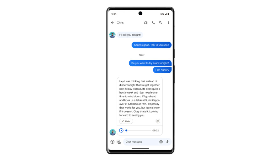 Google Messages transcribe