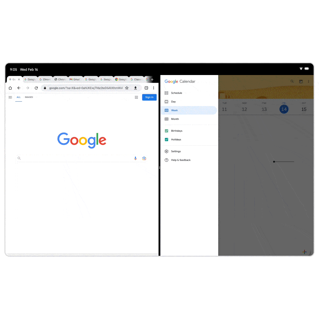 Google Chrome tabbladen tablet