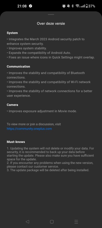 OnePlus 11 A.09 update