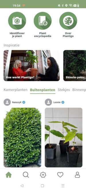 Plantigo-app startscherm