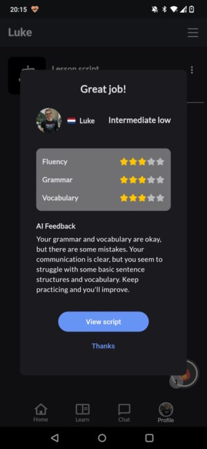 Hallo AI app geeft taal feedback
