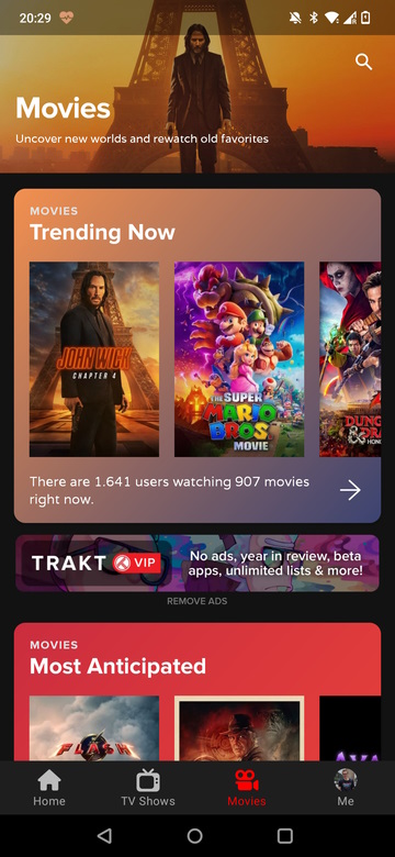 Trakt.tv overzicht van films