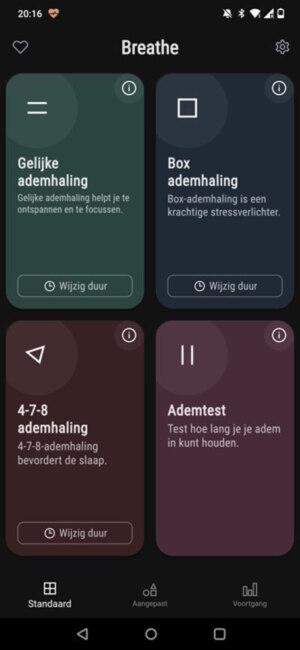 Breathe app startscherm