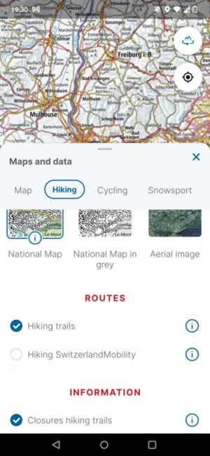 Swisstopo app wandelkaarten