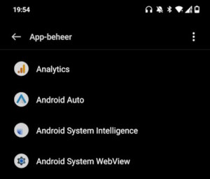 Android System WebView app instellingen