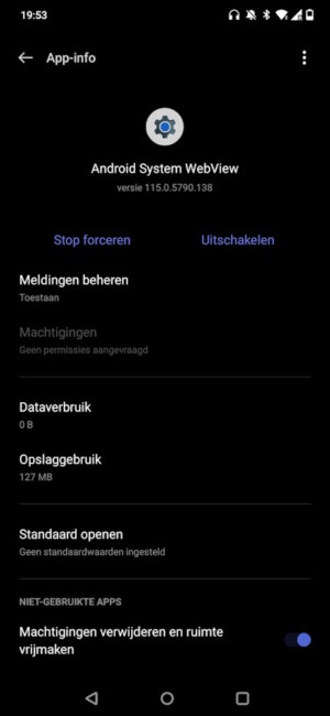 Android System WebView welke versie heb ik?