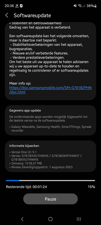 Samsung Galaxy S20 FE extra augustus update