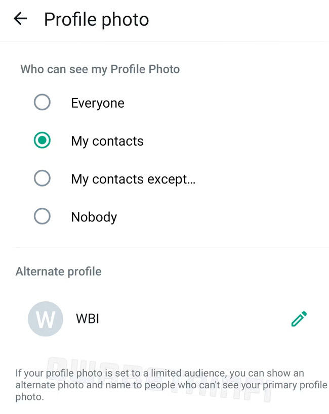 WhatsApp alternatieve profielfoto