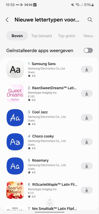 Samsung Galaxy Store lettertype