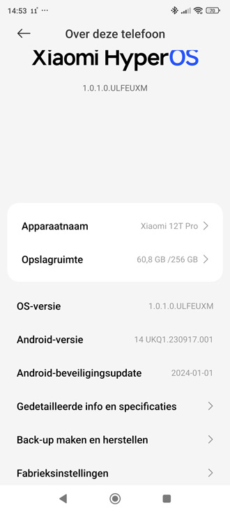 Xiaomi 12T Pro android 14