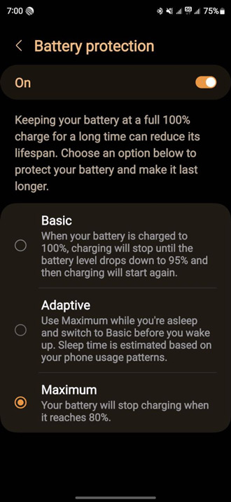 batterijbescherming One UI 6.1