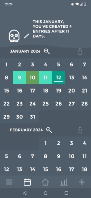 Moodistory app kalender