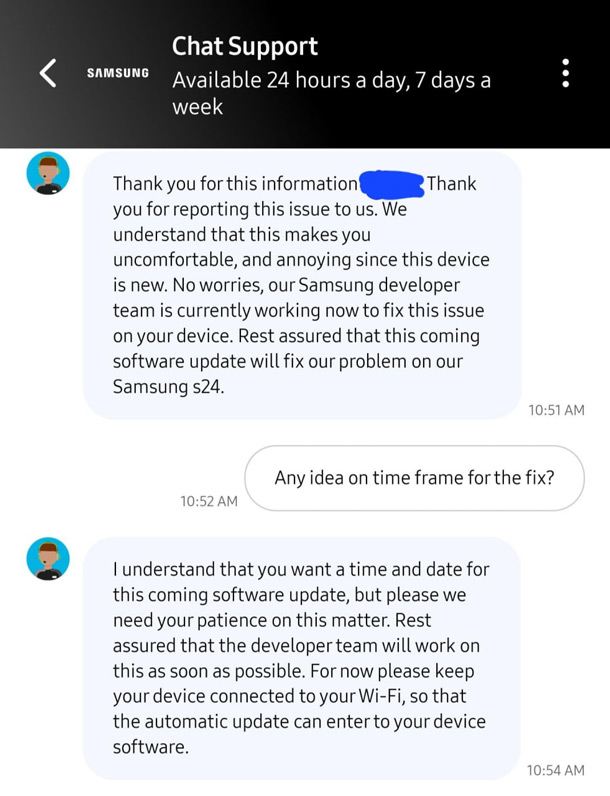 Samsung chat kleurweergave Galaxy S24 Ultra