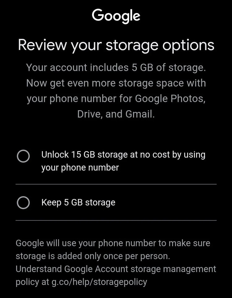 5GB Google account