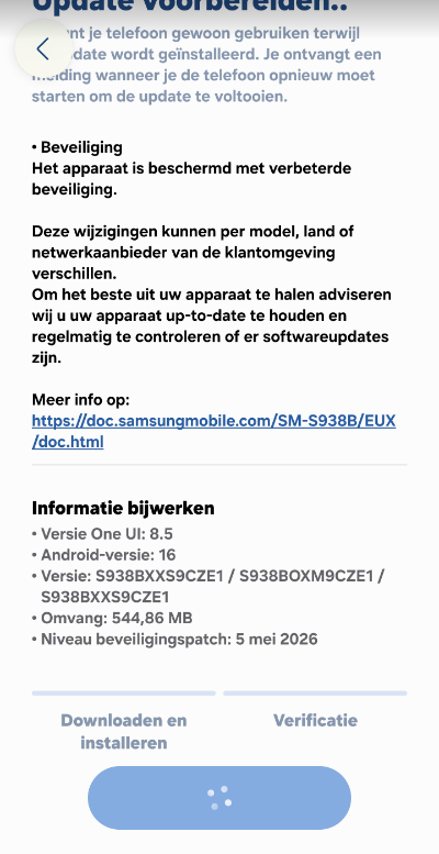 Samsung Galaxy S25 mei-update