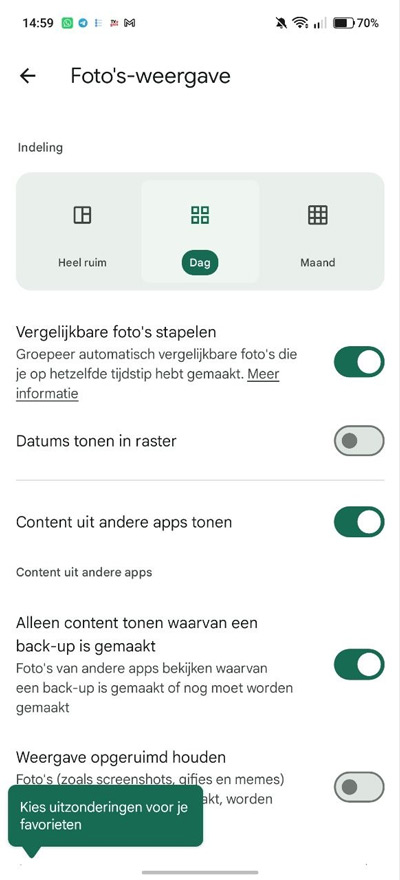 Google Foto's weergave