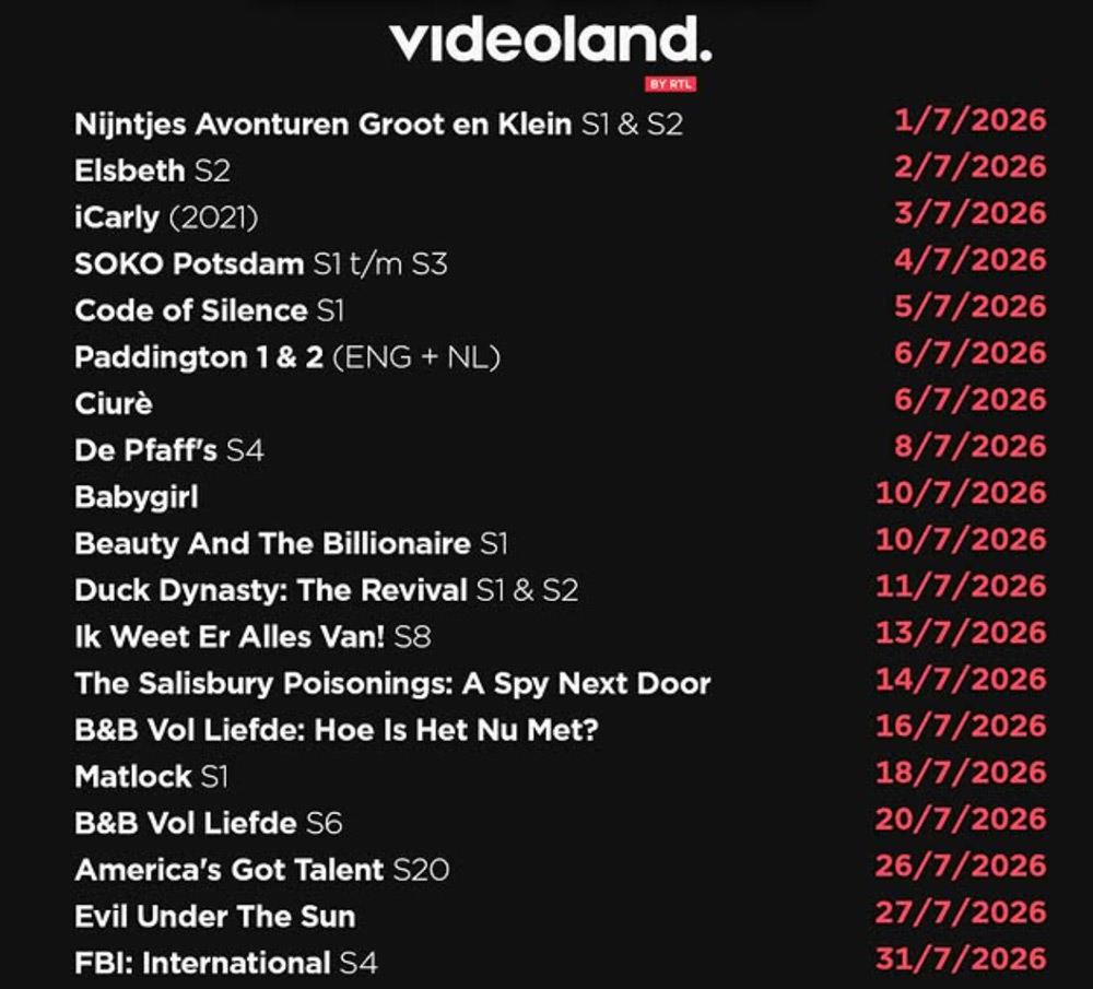 Videoland nieuw juli 2026