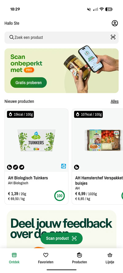 Winkelmandje voedingsscanner